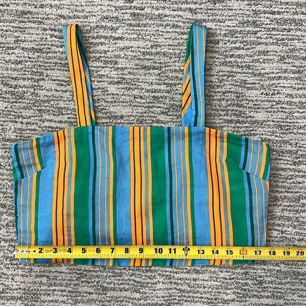 New Staud Linen Rigina Top in Ibiza Stripe Size 10 - Picture 6 of 12